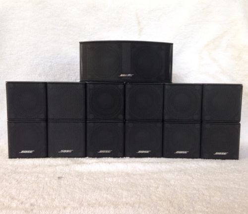 7 Bose MINT Jewel Double Cube Speakers 1 Center Channel 6 Surround Black 7.1/7.2