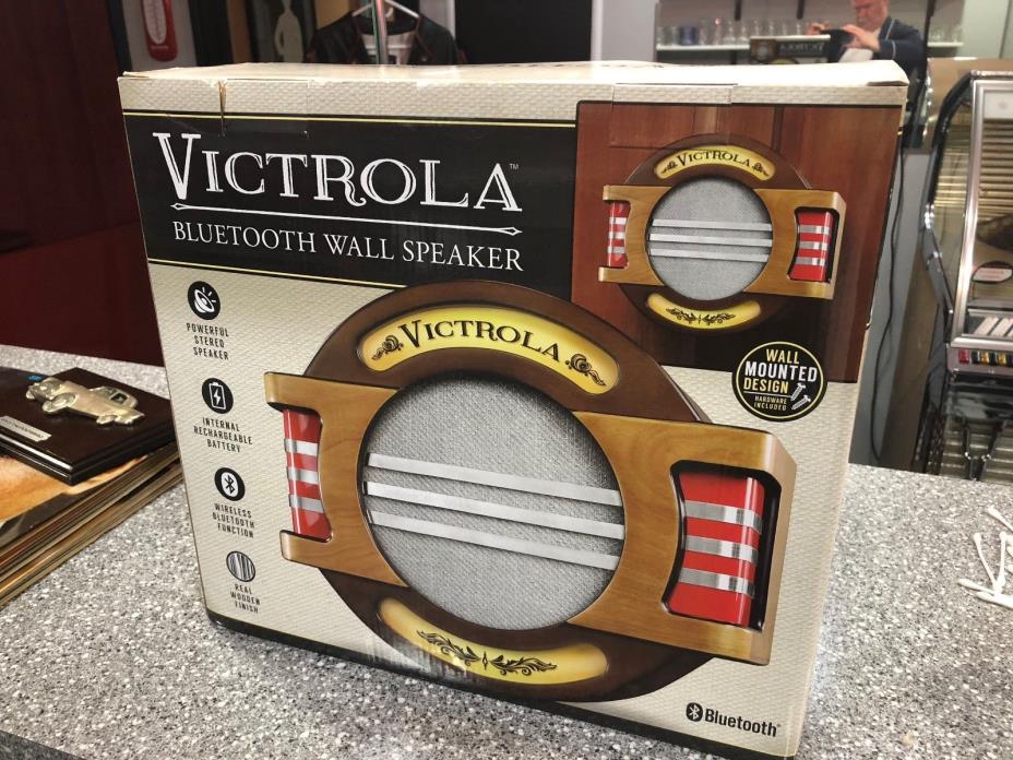RETRO VICTROLA REAL WOOD BLUETOOTH WALL SPEAKER BACKLIT NEW IN BOX