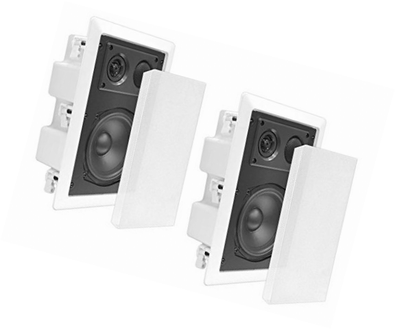 Dual 8.0'' Enclosed Speaker Systems, 2-Way Flush Mount, Inside Wall, In-Ceiling