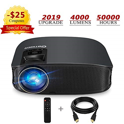 HD Projector, GBTIGER 4000 Lumens LED Video Projector, Full HD 1080p Support, TV