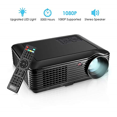 Projector Updated, GBTIGER 4000 lumens HD Projector 1080P Support LED LCD Home