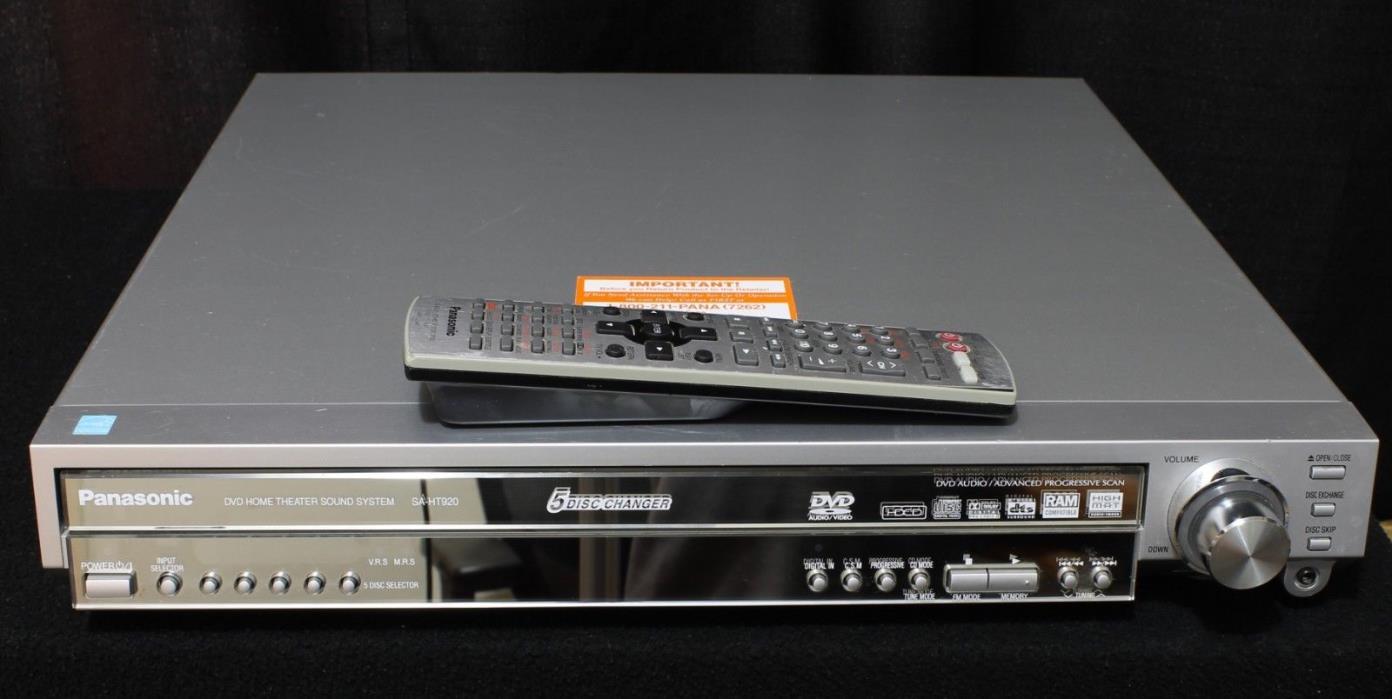 Panasonic SA-HT920 5 Disc DVD  Home Theater 5.1 Channel Receiver  Remote Bundle