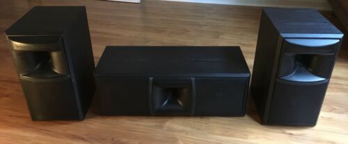 Cerwin Vega surround sound speakers.  Center channel and 2 front side speakers