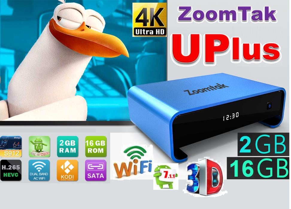 Zoomtak UPlus Octa Core 64Bit 2GB RAM 16GB ROM Android 7.1â Smart TV Wi-Fi