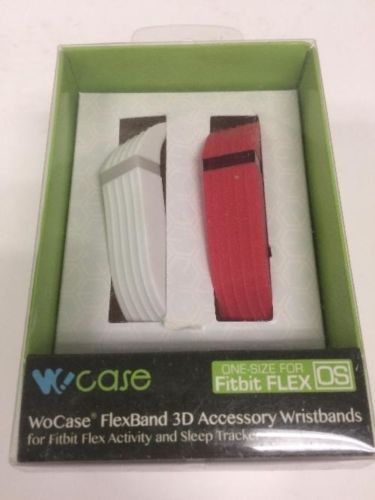 Wocase - Flexband 3d Wristbands For Fitbit Flex (2-pack) - White/red