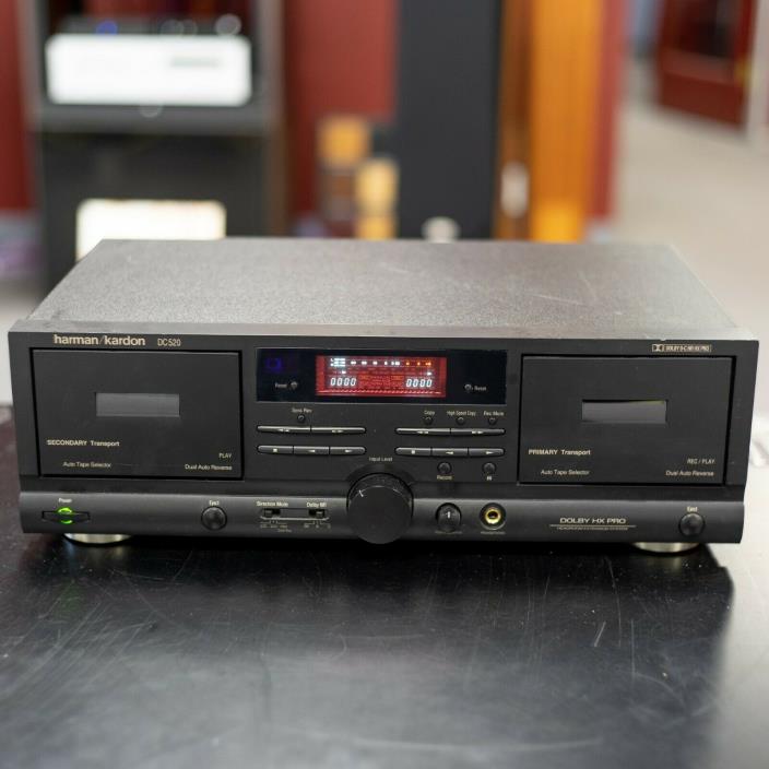 Harman Kardon Dual Cassette Deck Player Record DC520 Auto Reverse HX Pro Tested