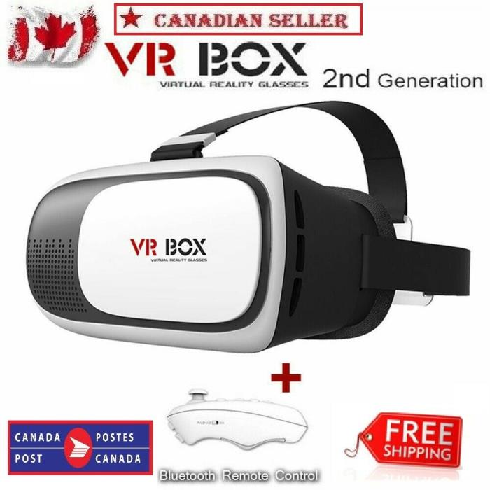 Bluetooth 3D 2.0 Virtual Reality Glasses Headset VR Box Goggles With Remote CA!!