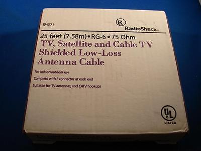 Radio Shack 25' TV Satellite And Cable TV Shielded Low-Loss Antenna Cable NEW