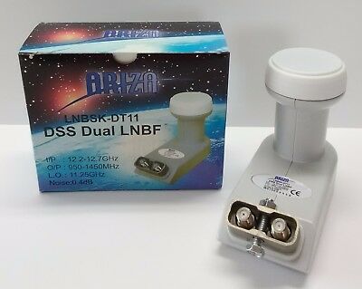 Ariza LNBSK-DT11 DSS Dual LNBF For Satellite Dish NEW Input Output