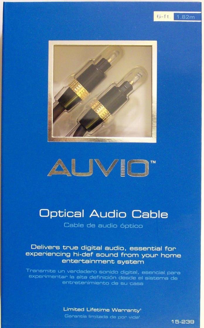 (4) New AUVIO 6 ft OPTICAL AUDIO CABLE 15-239 TV/HDTV, DVD,DVR, Satellite Gaming