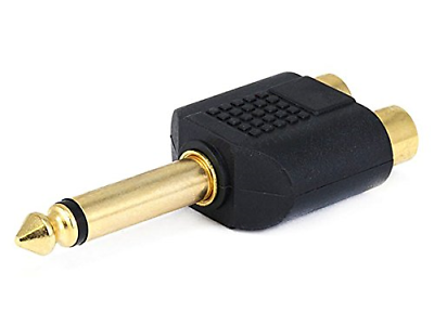 Monoprice 107192 6.35-mm Mono Plug to 2 RCA Jack Splitter Adaptor, Gold Plated