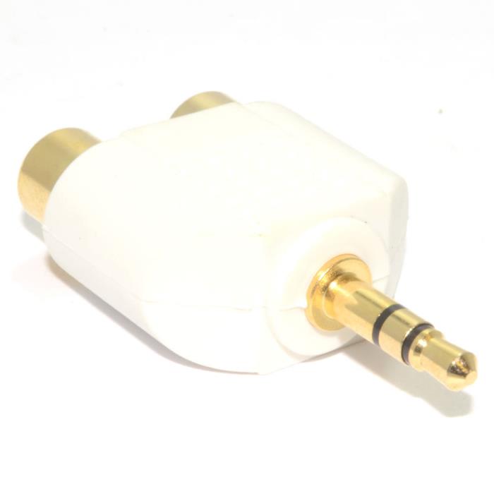 3.5mm Stereo Jack to Twin Phonos Sockets for PC HI-FI Mobile MP3 WHITE (GOLD)