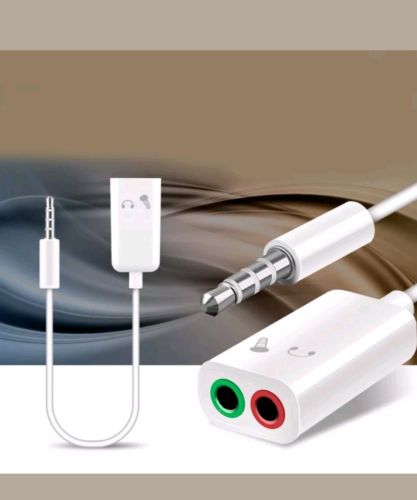 3.5mm Stereo Audio Male to 2 Female Headset Mic TRRS Y Splitter Cable Adapter