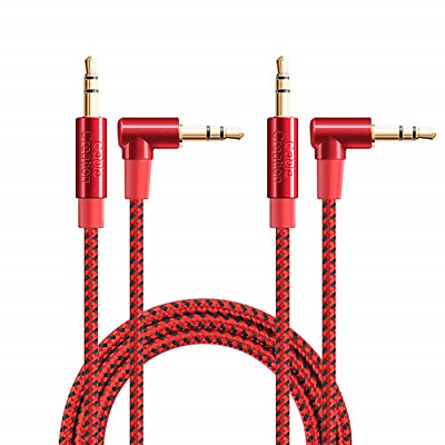 Audio Cable,CableCreation [2-Pack 1.5FT] Right Angle Male to Male Auxiliary Jack