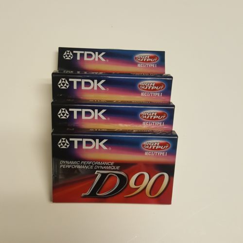 TDK D90 High Output Lot of 4 Cassette Tapes Sealed Blank IECI Type I NEW