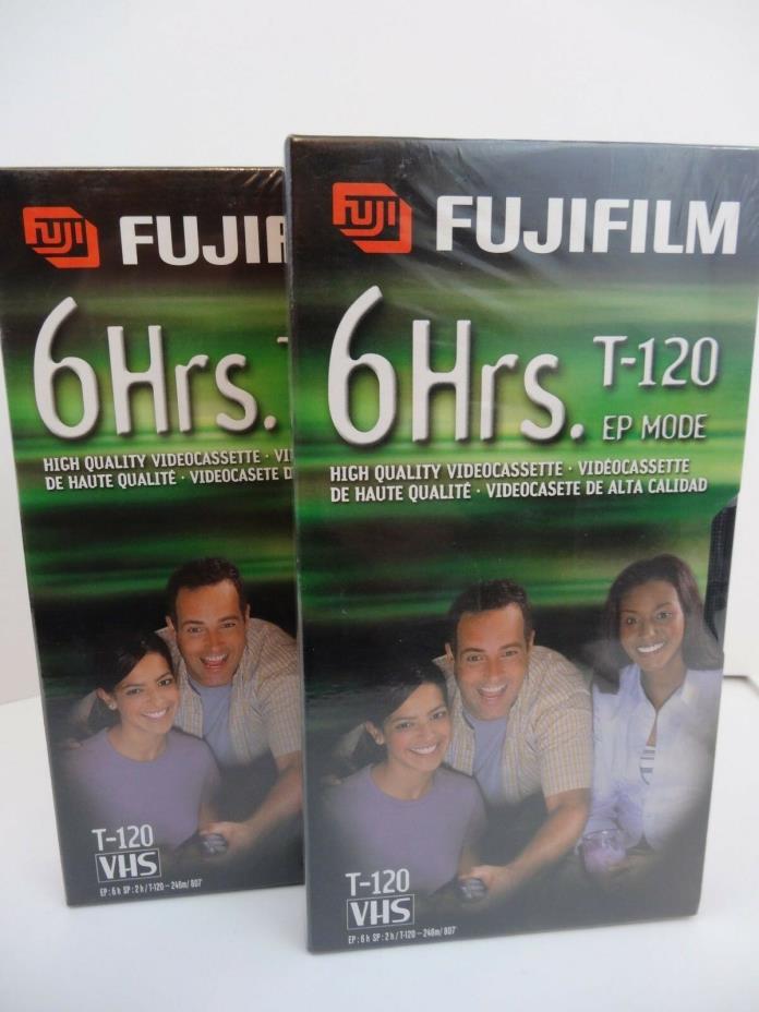 LOT 2 FujiFilm 6 Hour T-120 VHS High Quality Tapes New Sealed