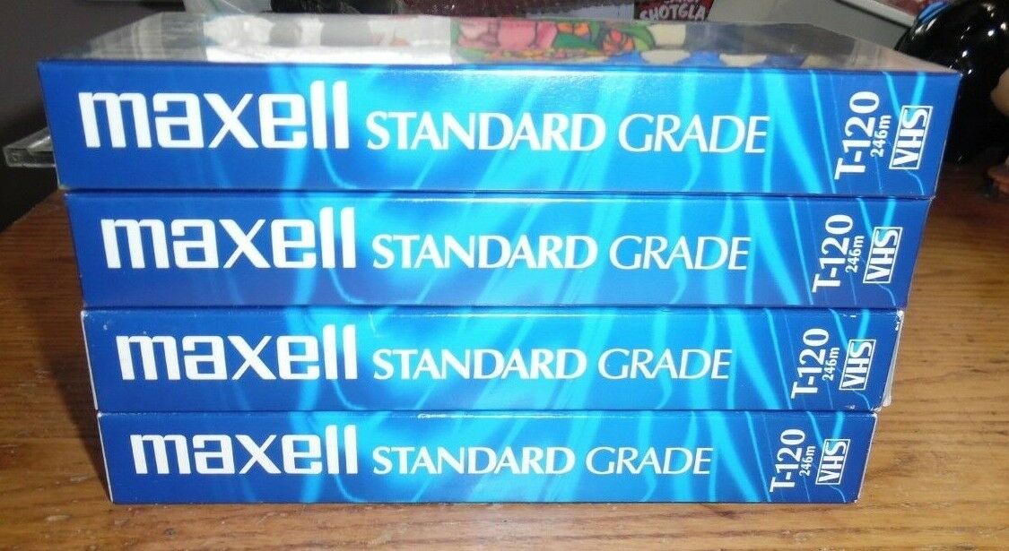 Lot of (4) MAXELL Standard Grade T-120 VHS Video Tapes 6-HR