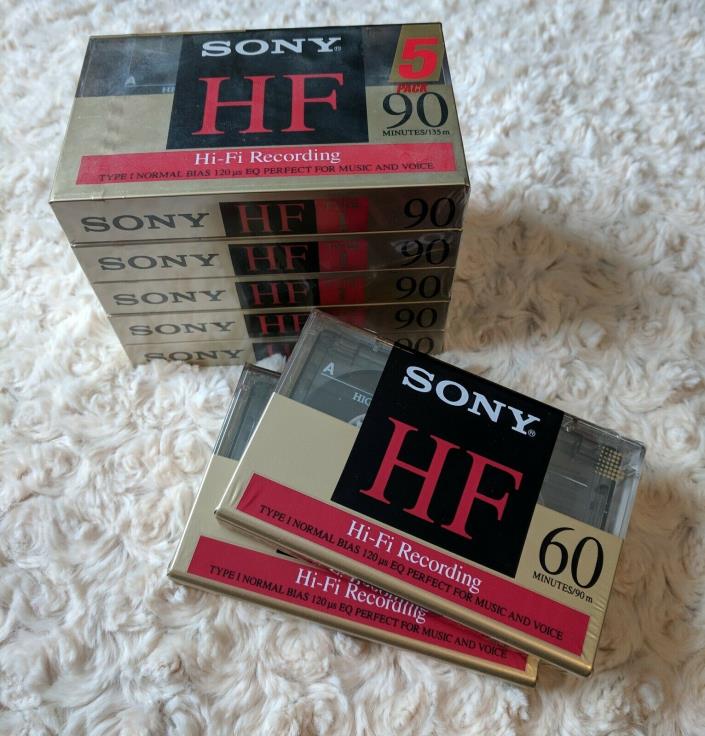 Lot of 7 Sony HF Type 1 Cassette Tapes 60 and 90 minutes