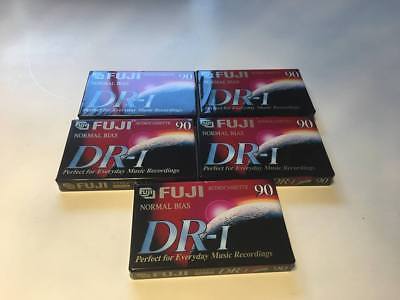 Lot of 5 Fuji DR-I 90 Blank Audio Tape Cassette - Type 1 - Normal Bias - NEW