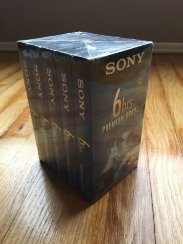 5 SEALED SONY BLANK PREMIUM GRADE VHS T-120 Video TAPES VCR Unopened 6 HOURS