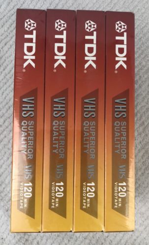 TDK T-120 RV Superior Quality 6hrs BLANK  VHS tapes Lot Of 4 NEW & Sealed