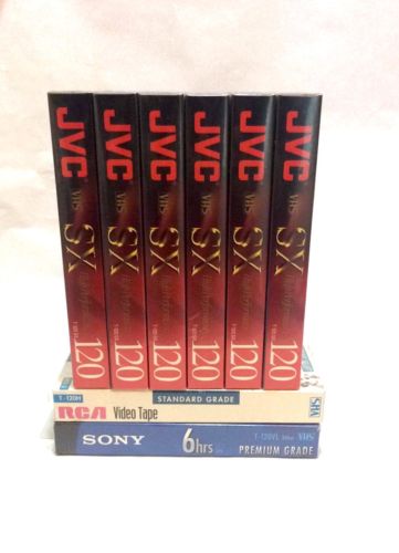 Brand New Lot of 6  JVC T-120 SX VHS Tapes And 2 BONUS tapes Factory Sealed