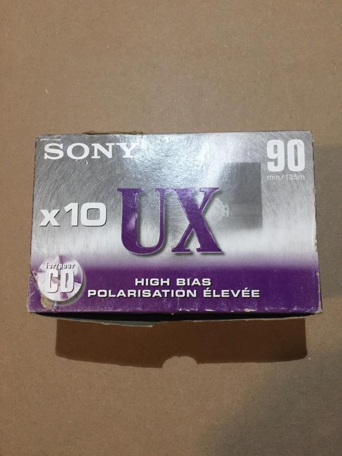 Box of 10 New Sealed  Sony  UX 90 Cassettes Tapes Assembled In Mexico