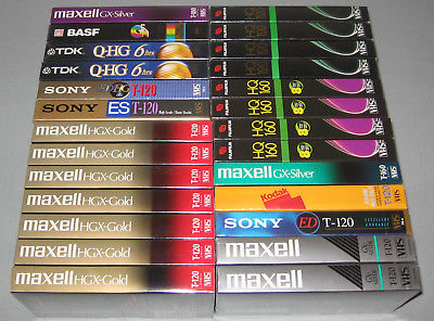 VHS 26 TAPE LOT - MAXELL FUJI SONY - HIGH AND NORMAL GRADES - T120 T160 - T180