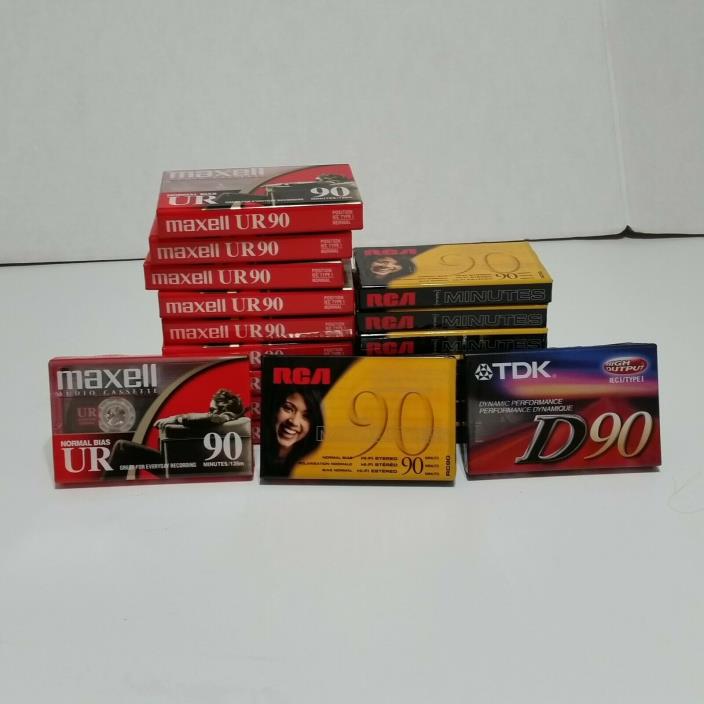 19 New, Sealed 90 MInute Blank Audio Cassette Tapes  RCA TDK Maxell