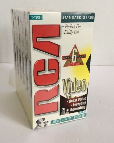 RCA T-120 6 Pack - Blank VHS VCR VIDEO CASSETTE TAPES - 6hr Each NEW SEALED