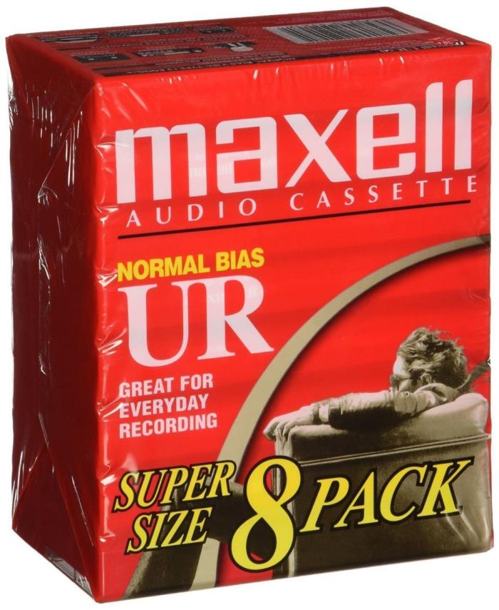 Maxell UR-60 Blank Audio Cassette Tape - 8 Pack New, Sealed, Music, Voice