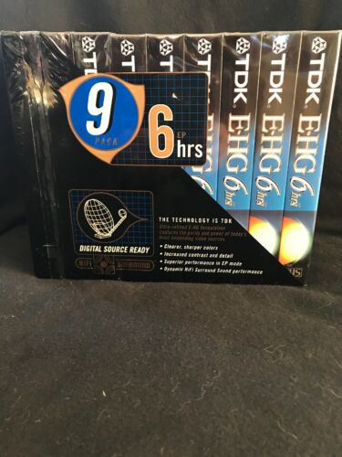 TDK E-HG Ultimate Performance VHS Tapes 9 Pack NIP