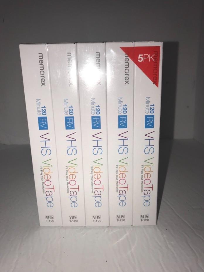 MemorexT-120RV 6HR 5-PACK VHS Video Tapes Blank New Factory Sealed