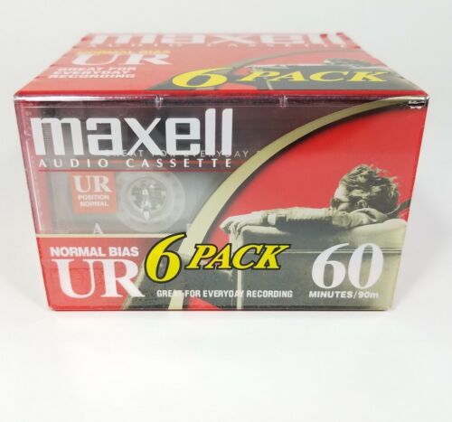Pack of 6 Maxell Normal Bias UR60 UR-60 Standard Size Cassette - New - Sealed