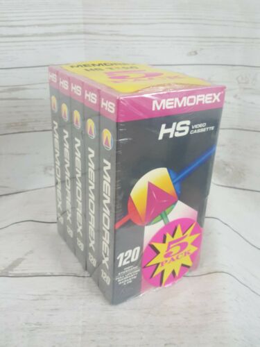 Memorex 5 Pack Lot HS Blank Videocassette VHS Tapes T-120 High Standard