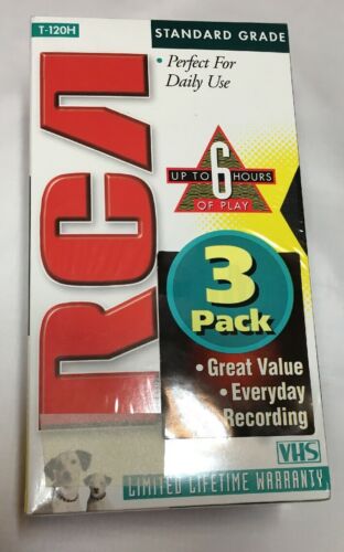 RCA T-120H Standard Grade 6 Hour VHS Blank Video Tapes VCR New Sealed Lot of 3