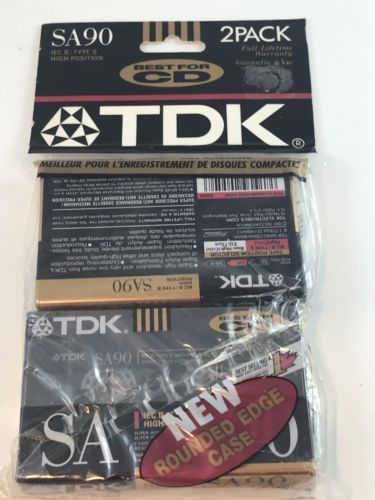 TDK SA90 Cassette Black Tapes Two Pack New Sealed