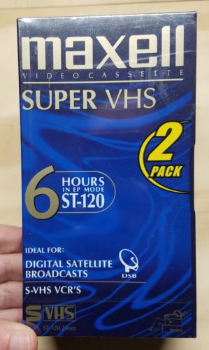 NEW SEALED MAXELL 2 PACK ST-120 SUPER VHS 6 HOURS BLANK VCR TAPES