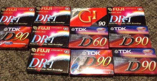 Lot of 11 Blank Audio Cassette Tape New Tapes FUJI JVC TDK