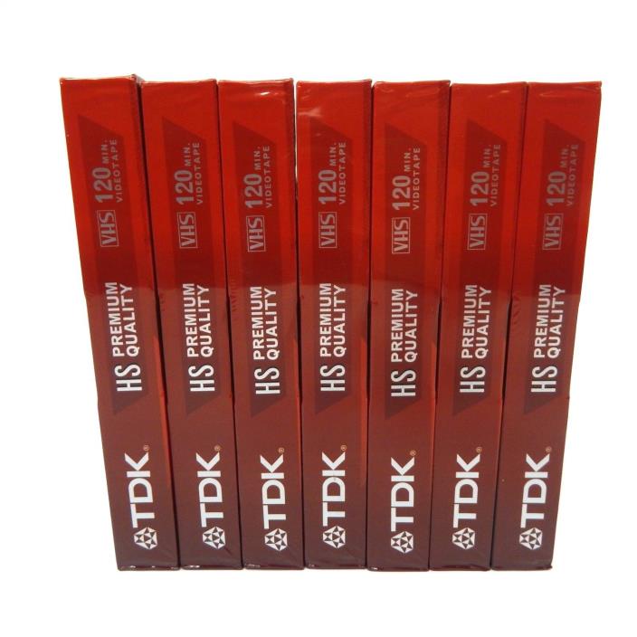 TDK Premium Quality Blank VHS Tape T-120 HS  6 Hour Lot / Set of 7  NEW SEALED