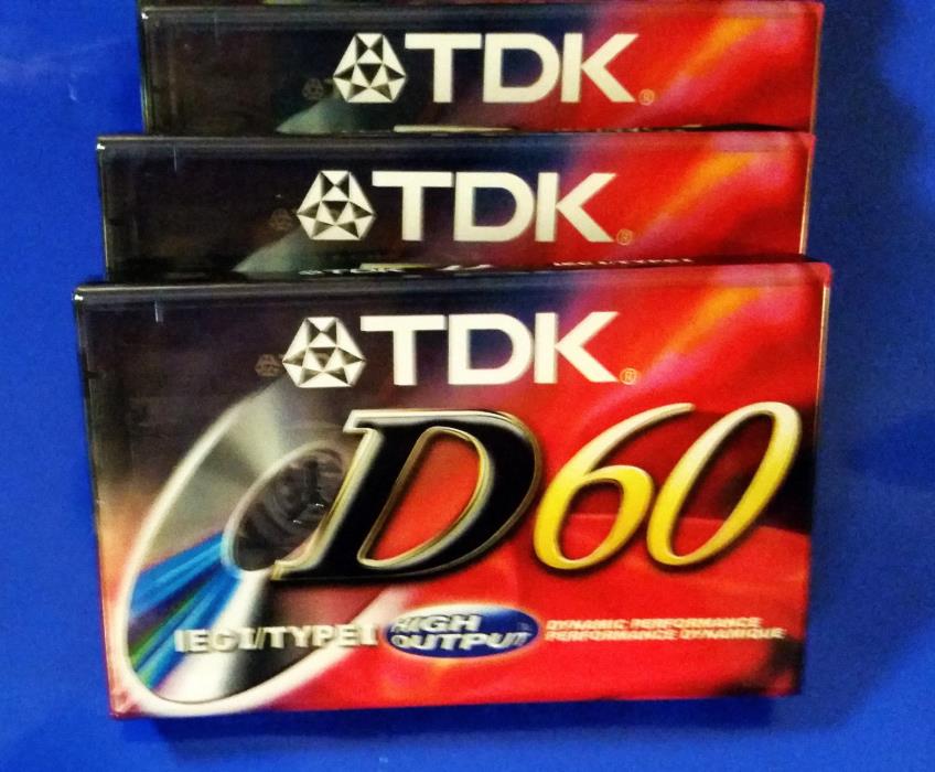 TDK D60 Blank Audio Cassette Tape High Output 60 Minutes - Lot of 5 Sealed Tapes