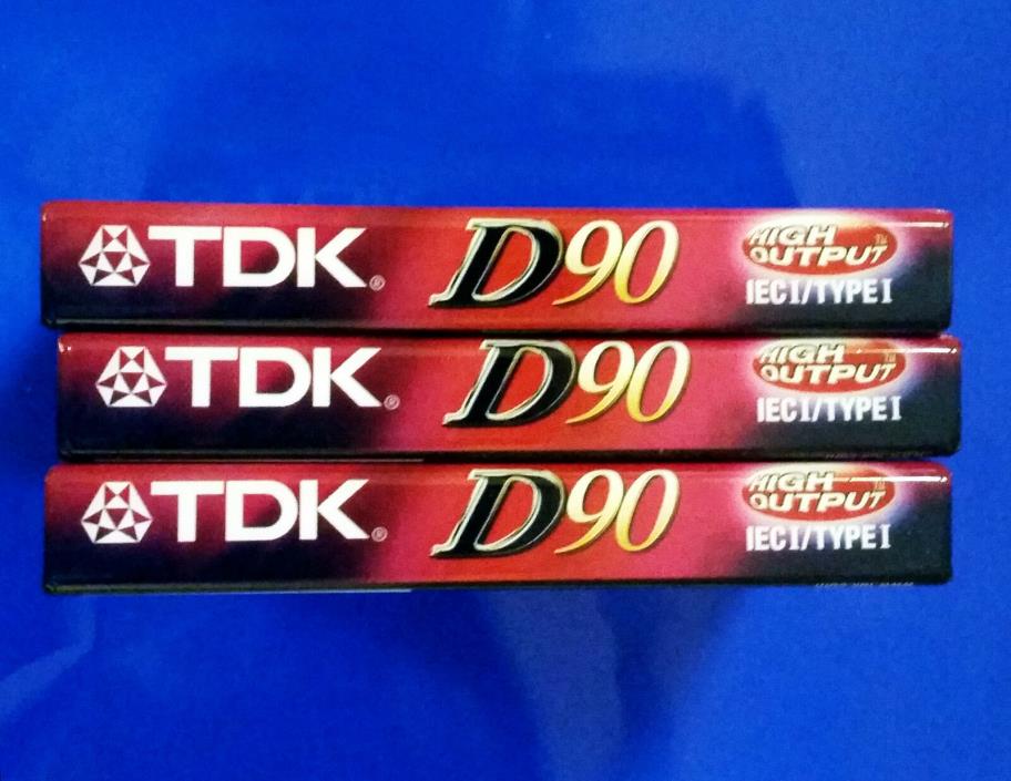 TDK D90 Blank Audio Cassette Tape High Output 90 Minutes - Lot of 3 Sealed Tapes