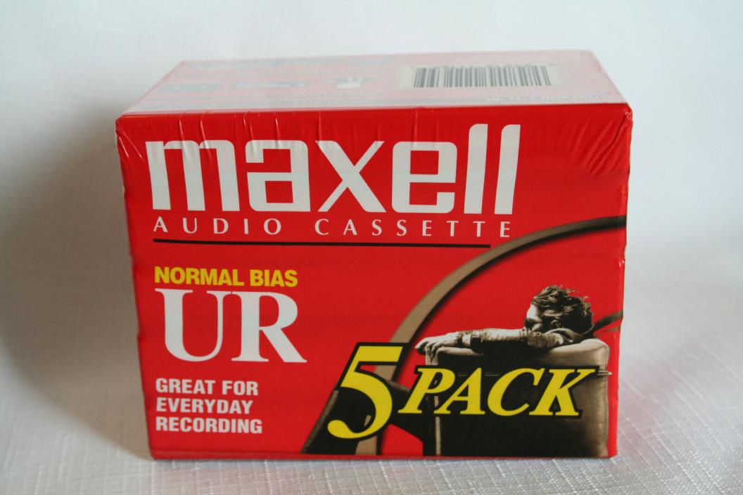 5-Pk Sealed Maxell UR 90 Minute Blank Audio Cassette Tape Normal Bias 120µS