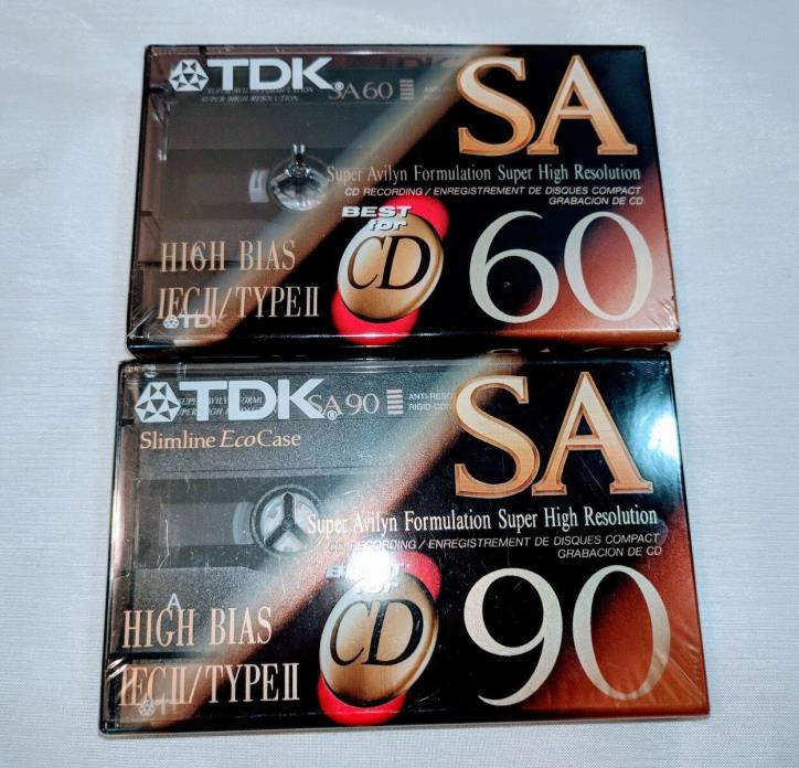 TDK SA 60 High Bias Cassette Tapes lot of 2 New