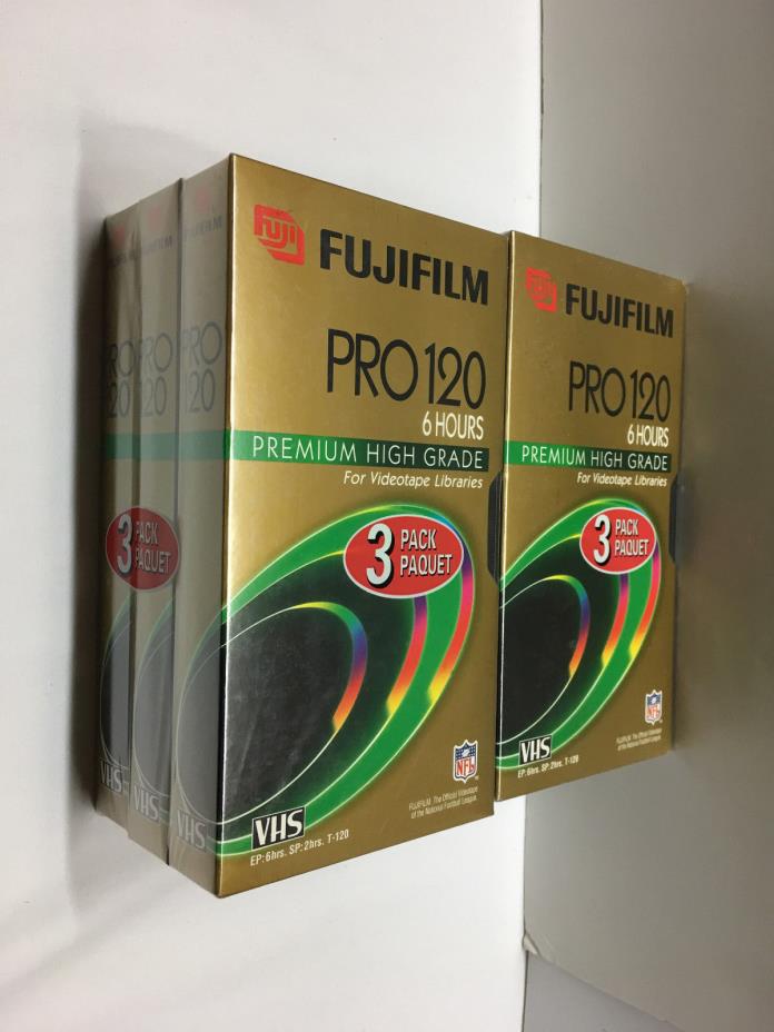 6 New Sealed Fujifilm FUJI T-120 6 Hrs Blank VHS Tapes Premium High Grade Tape