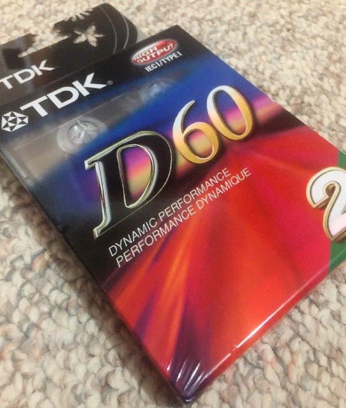 TDK D60 2 Pack High Output Audio Cassette Tape Factory Sealed (C.54)