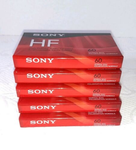 Sony HF 60 Lot of 5 High Fidelity Blank Audio Cassette Tapes Normal Bias C-60HFC
