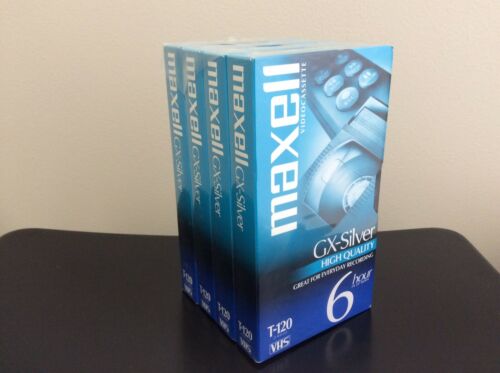4 Pack of Maxell GX-Silver T-120 VHS Blank Tapes 6 Hour