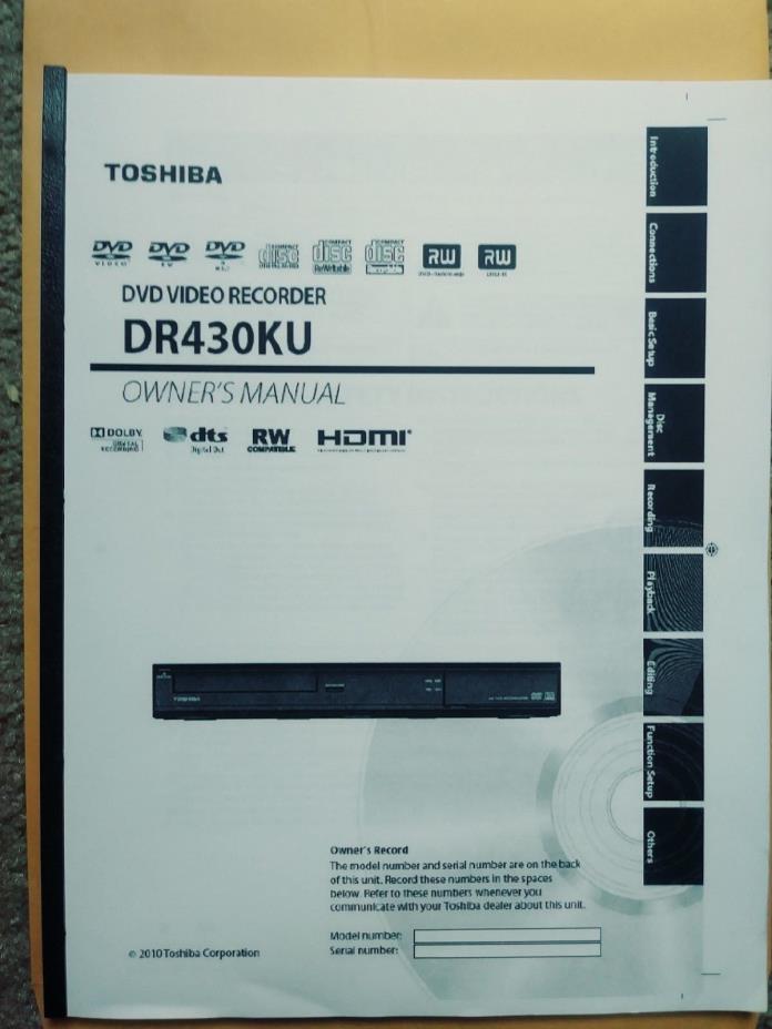 Toshiba DR430KU operating instructions user owner's manual