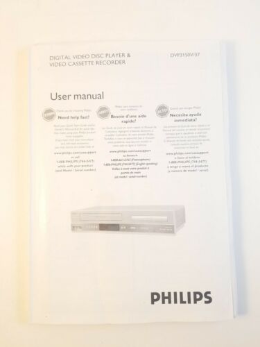 Philips DVP3150V User Manual and Quick Start Guide Only